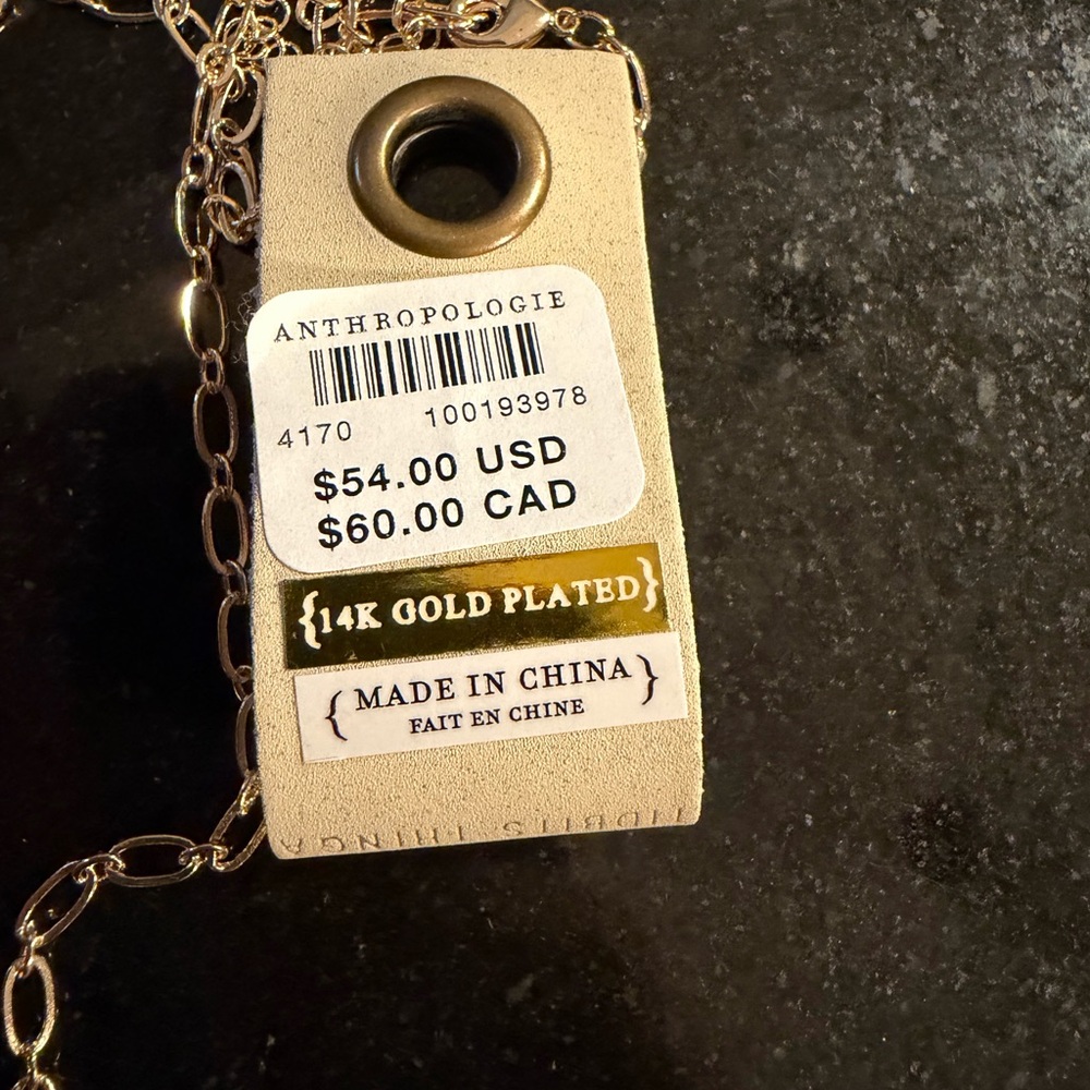 Anthropologie Gold and Cream Shell Pendant Necklace - Picture 2 of 5